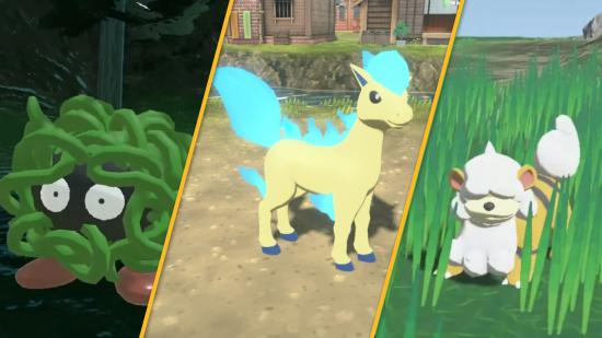 Pokémon Legends Arceus shiny Growlithe, Ponyta, and Tangela