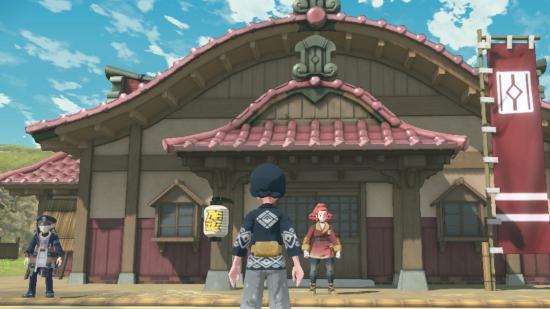 The trainer standing outside the training grounds, ready to swap grit items with Zisu