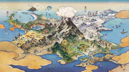 A picture of the overworld you traverse with the Pokémon Legends Arceus Map