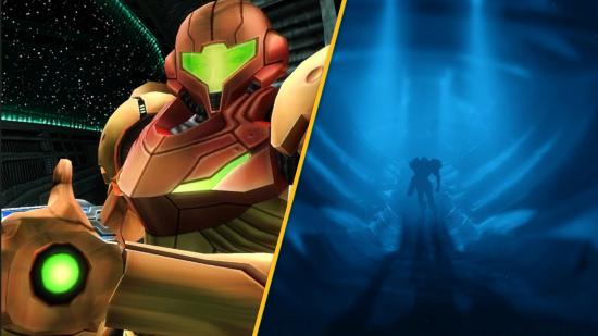 Custom image of Samus and the screenshot from the Retro Studios page