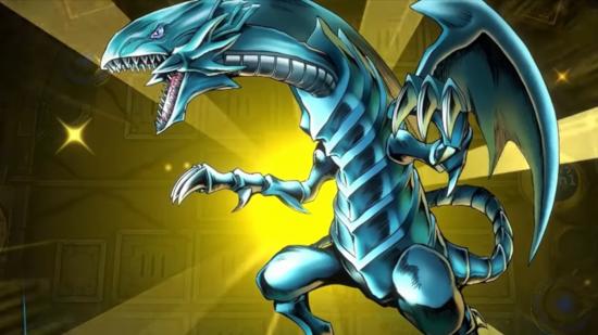 In game animation of Blue-Eyes White Dragon from Yu-Gi-Oh Master Duel
