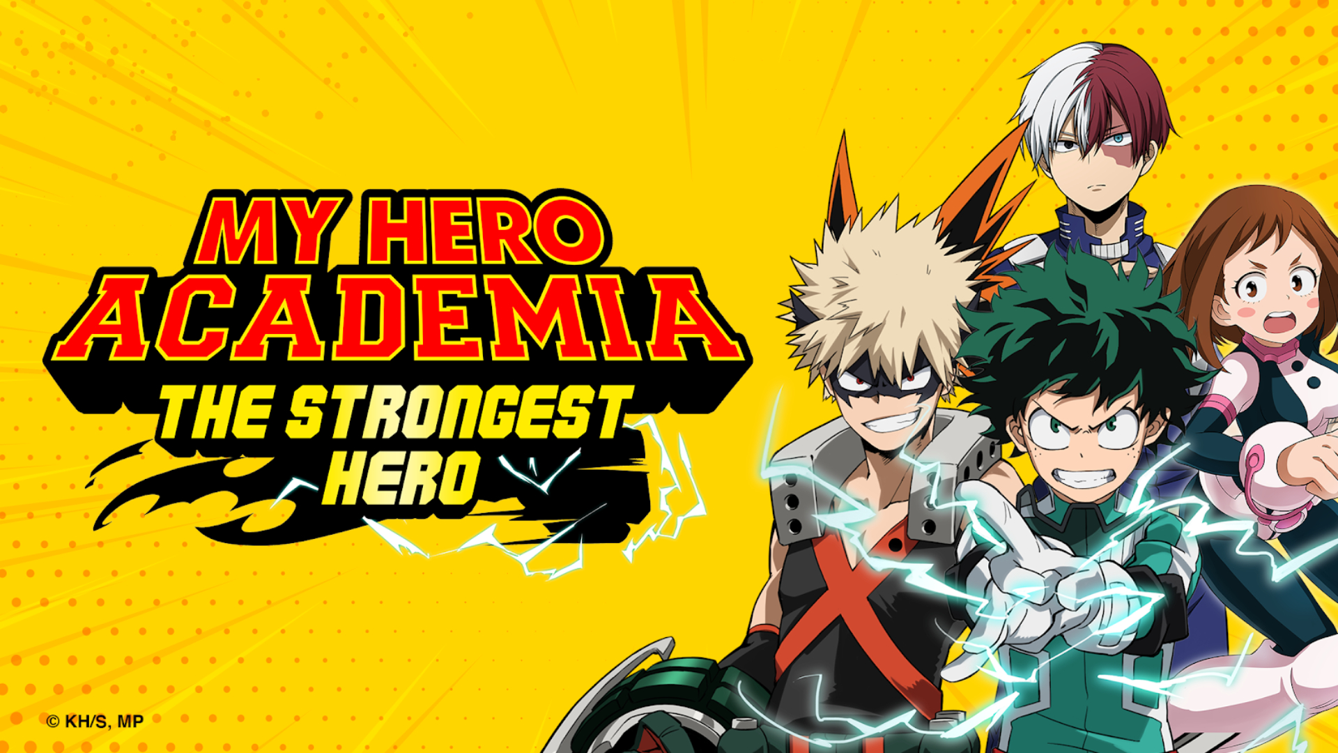 Best anime games: My Hero Academia: The Strongest Hero. Image shows four main characters from My Hero Academia.