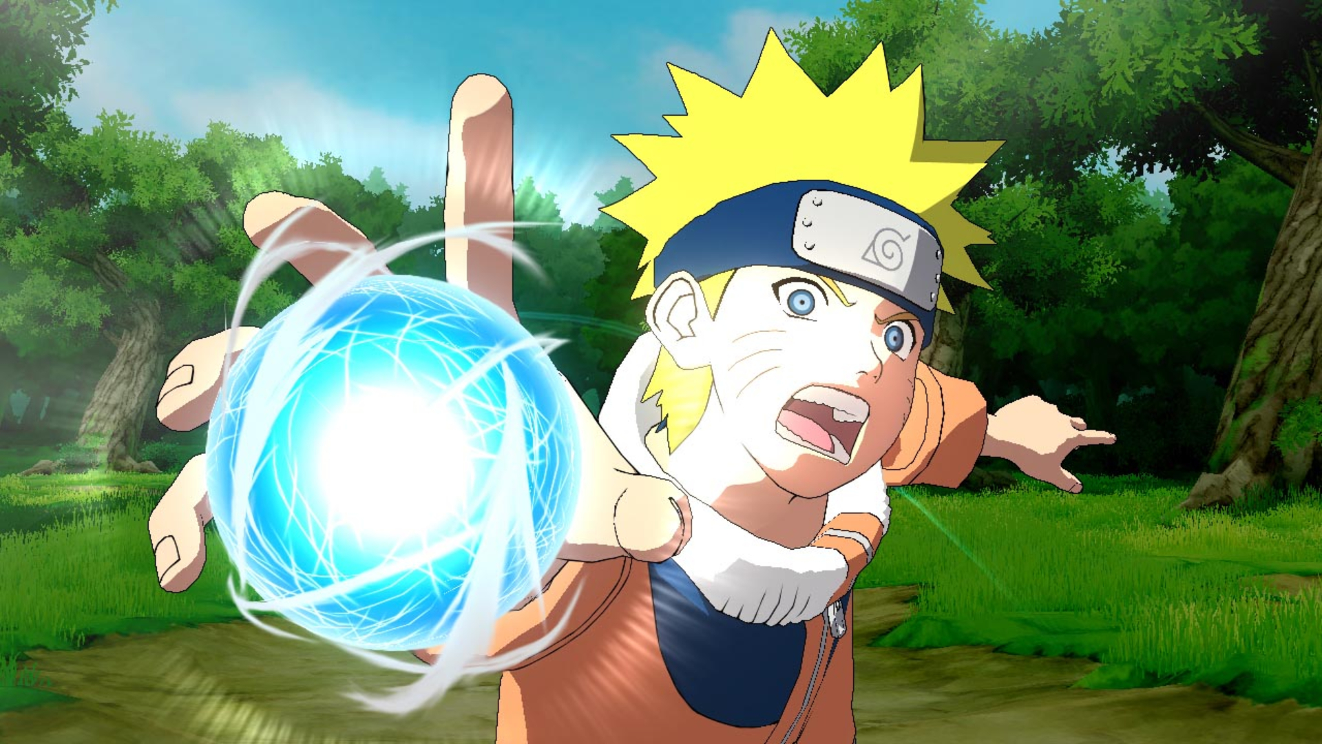 Best anime games: Naruto: Ultimate Ninja Storm. Image shows Naruto getting ready to fire a beam.