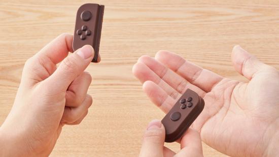 A pair of chocolate Joy-Con controllers that Nintendo shared in celebration of Valentine's Day