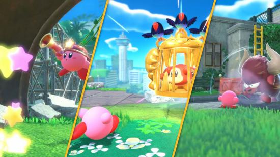 Custom header using various screenshots from Kirby and the Forgotten Land