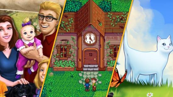 Custom header using images from Virtual Families 3, Stardew Valley, and Cattails