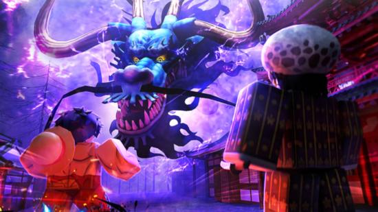 Da Piece promo image showing two characters and a dragon