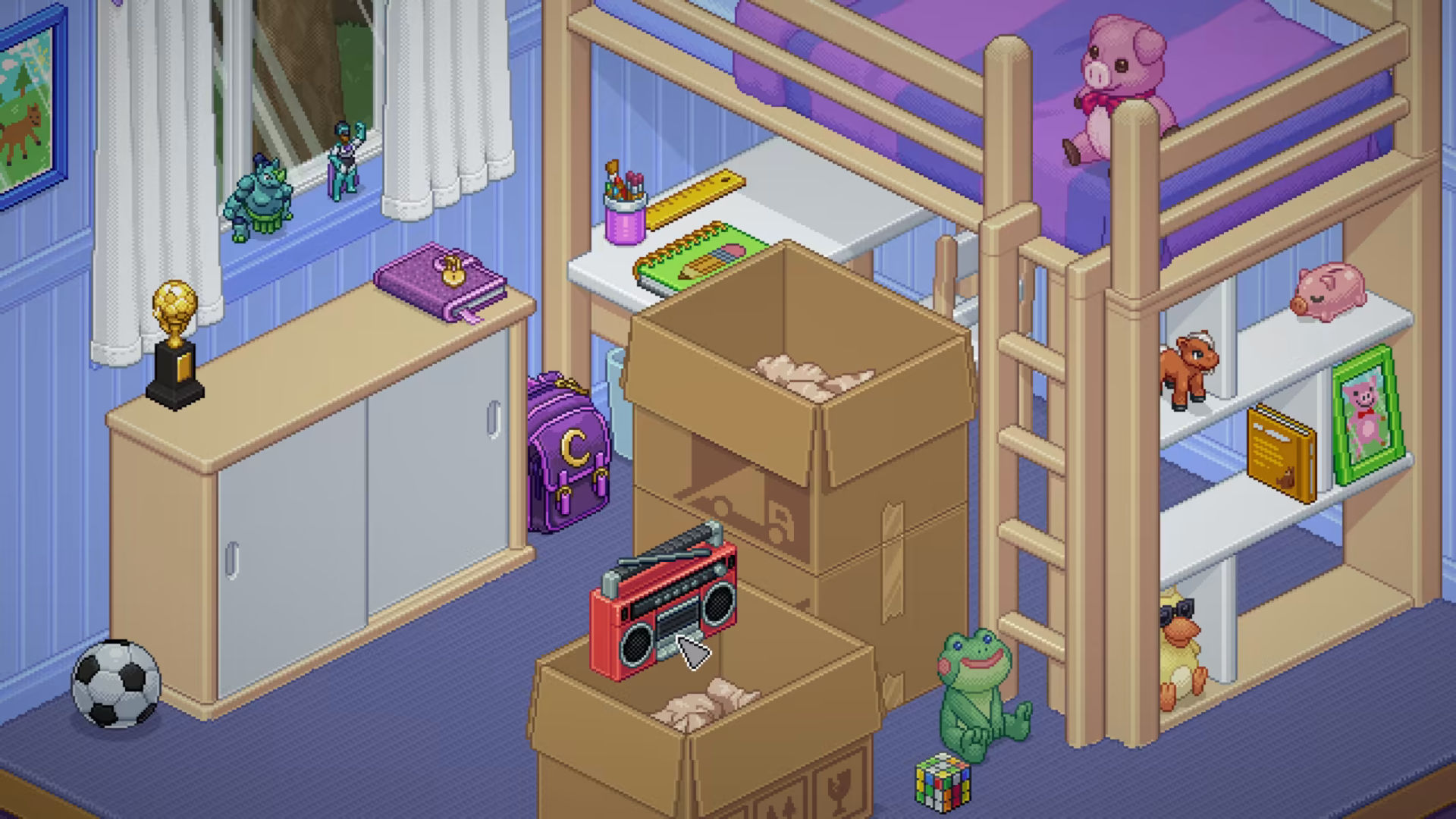 Unpacking screenshot, showing a room halfway complete