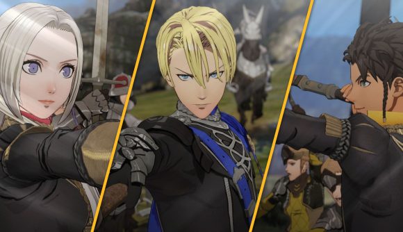 Edelgard, Dimitri, and Claude from Fire Emblem Three Houses.