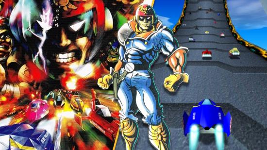 key art for F-Zero X is shown next to an image of captain falcon