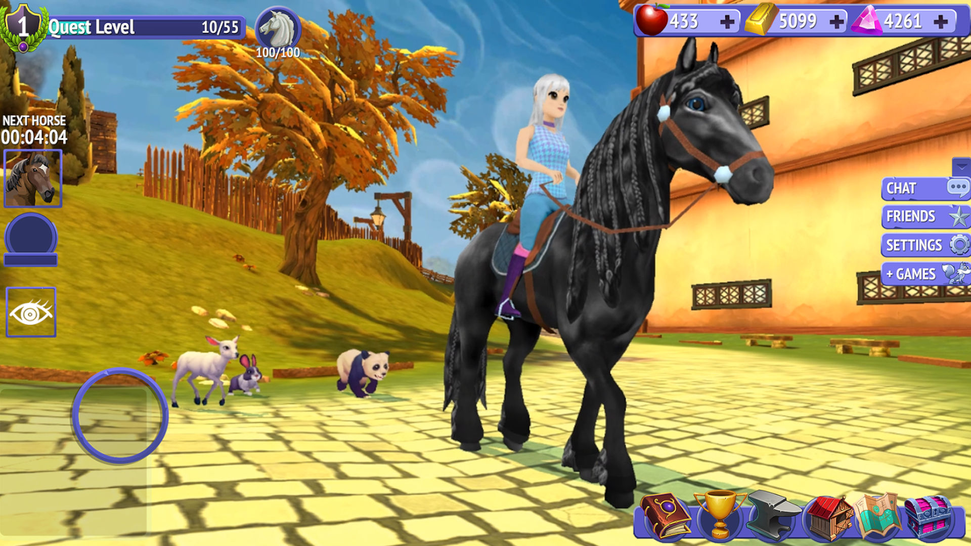 Juegos como Barbie;  Captura de pantalla de Horse Riding Tales que muestra a una niña montando a caballo