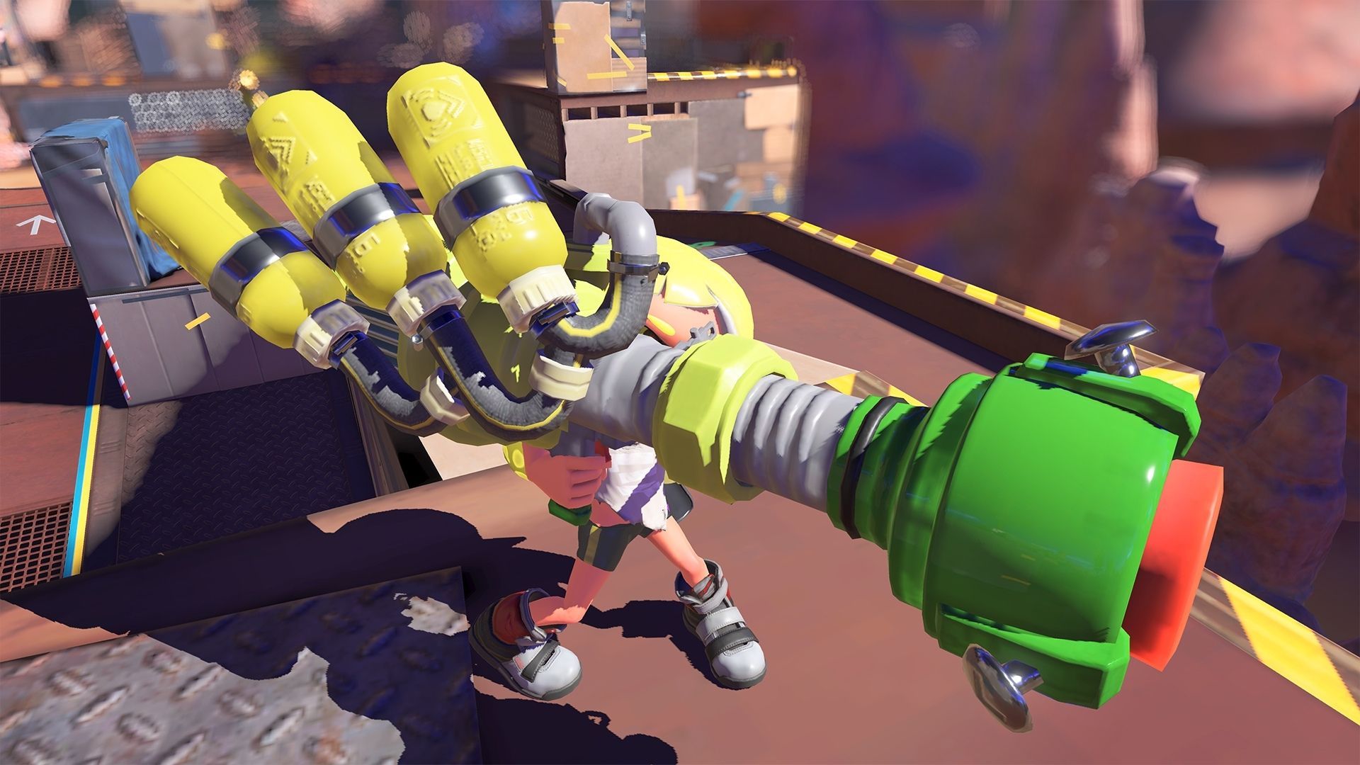 A new Splatoon 3 weapon, the Trizooka, a massive weapon with three ink stores.