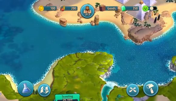 Лучшие игры для Android: Rise of Cultures. На изображении изображен поселок у реки.