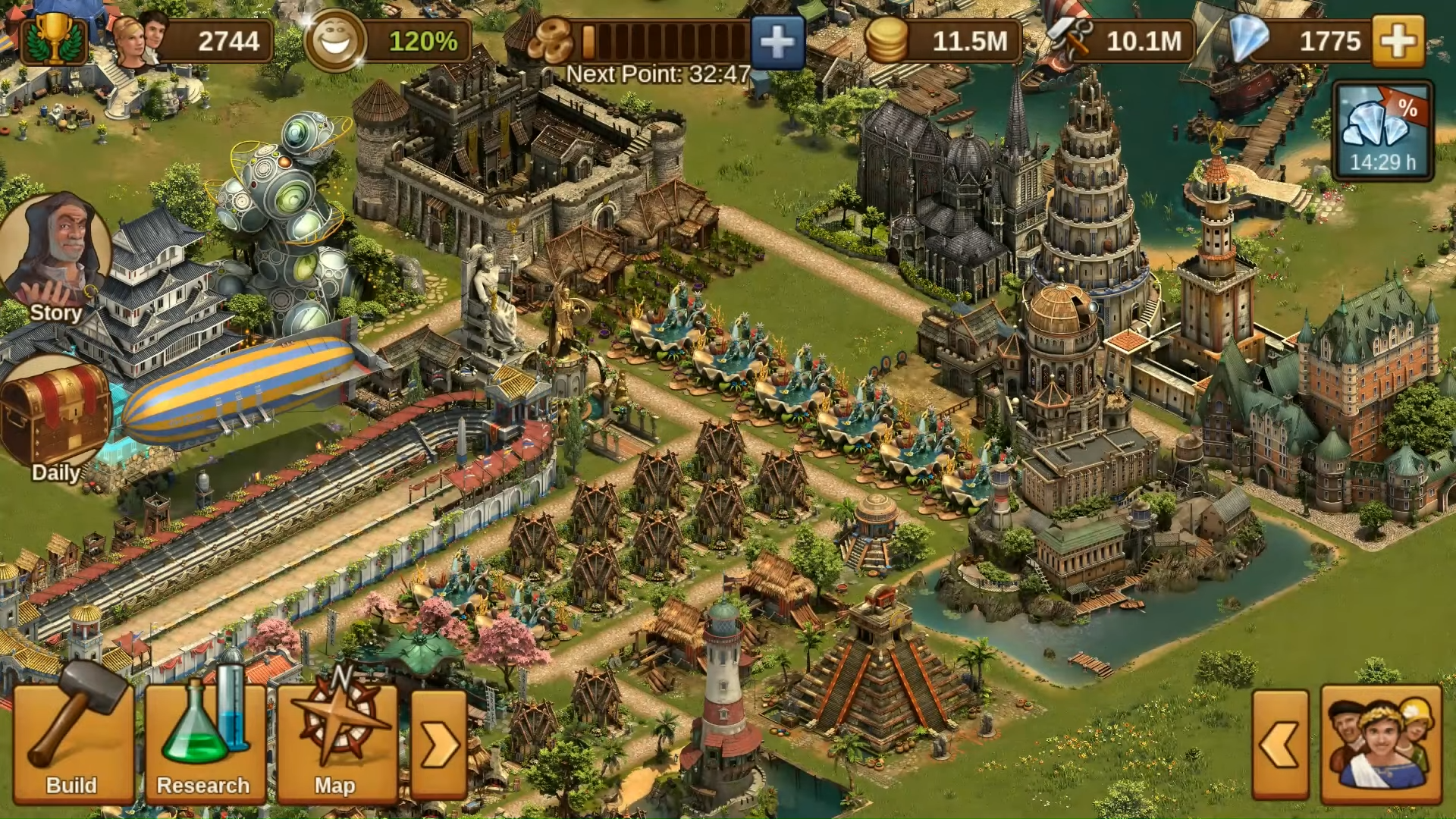 Best iPhone games: Forge of Empires. Image shows a historic kingdom from an isometric view.