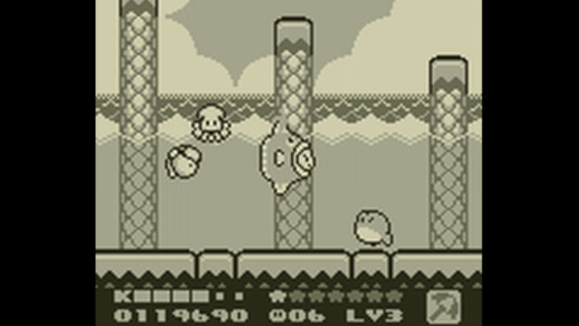Best Kirby games: Kirby's Dream Land 2. Image shows Kirby swimming underwater inside his fish friend, Kine.