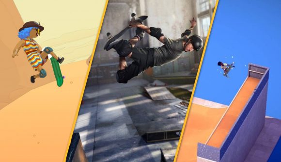 Best skateboarding games: screenshots are visible from three different skateboarding games