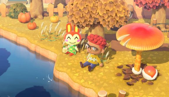 Best Switch Simulation games: a character from Animal Crossing sits and enjoys the calm