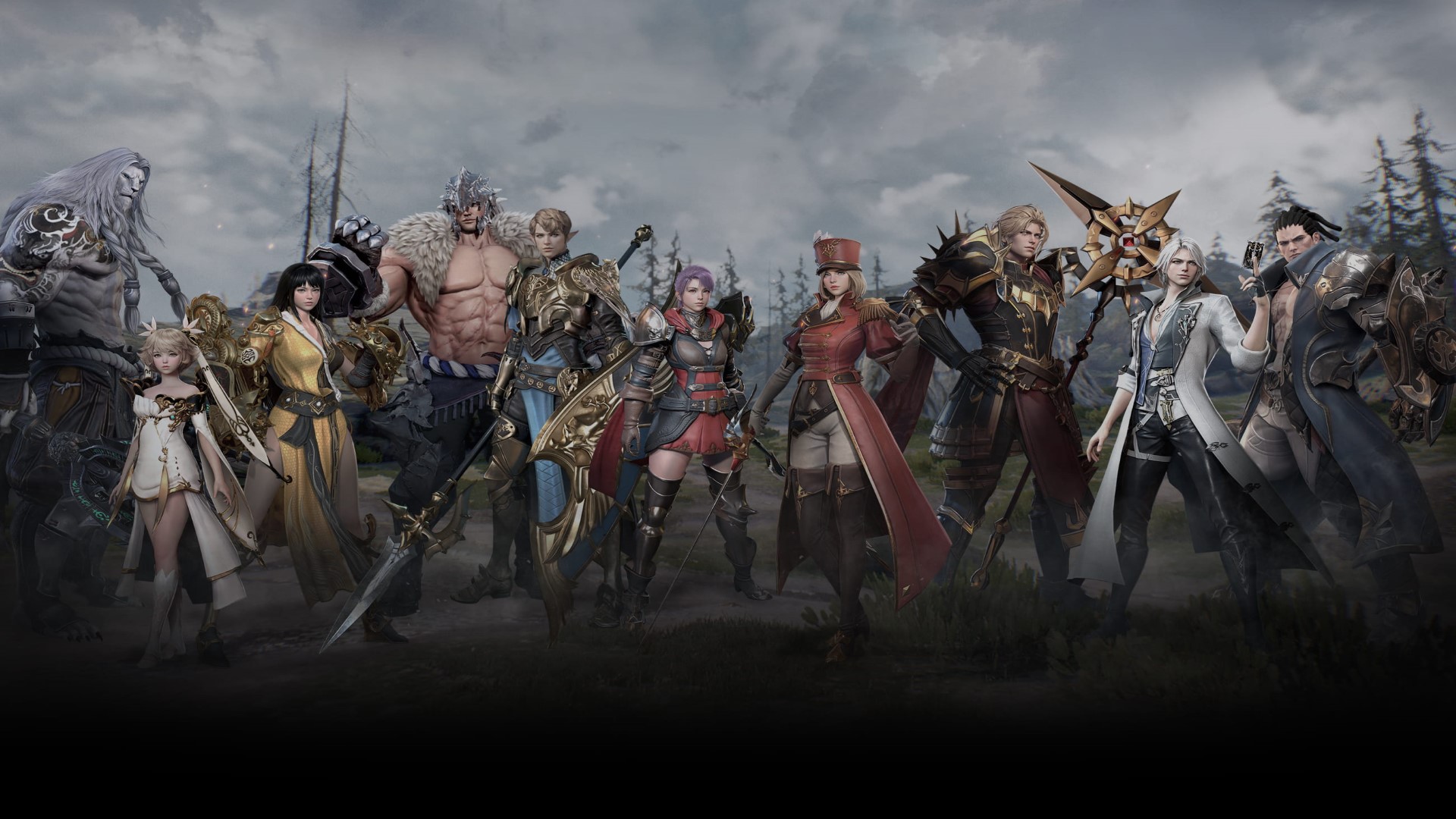 Best knight games: Seven Knights 2. Image shows a large group of characters from the game.