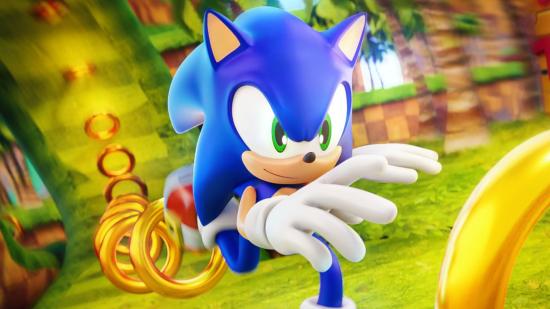 Sonic in Sonic Speed Simulator chasing rings