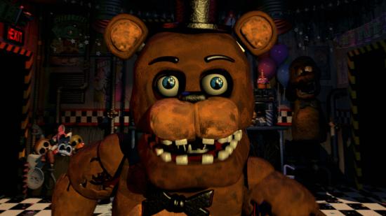 Freddy doing a jumpscare