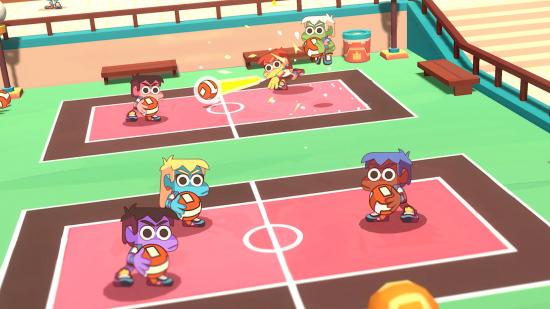 Screenshot of Dodgeball Academia characters playing a game for dodgeball games article