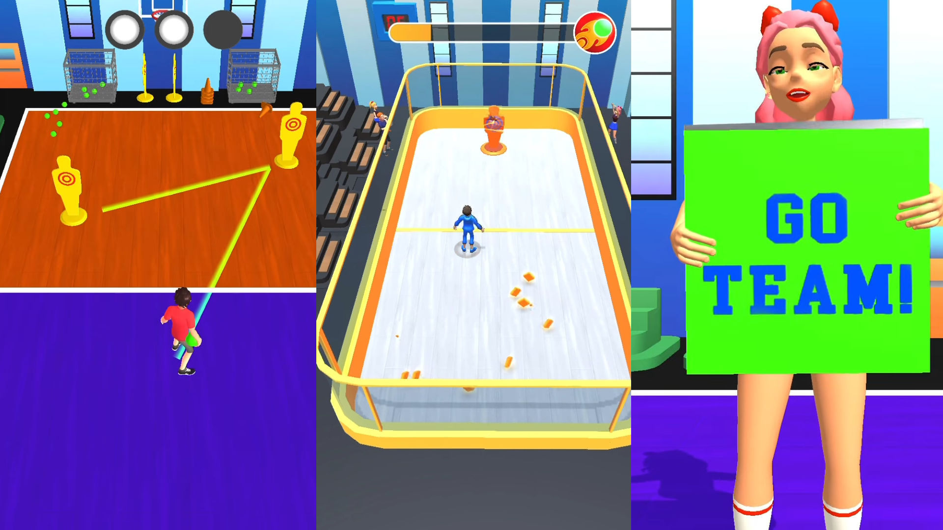 Screenshots of mini games from Dodge the Ball 3D