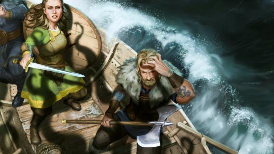 A sorry looking Viking riding the waves