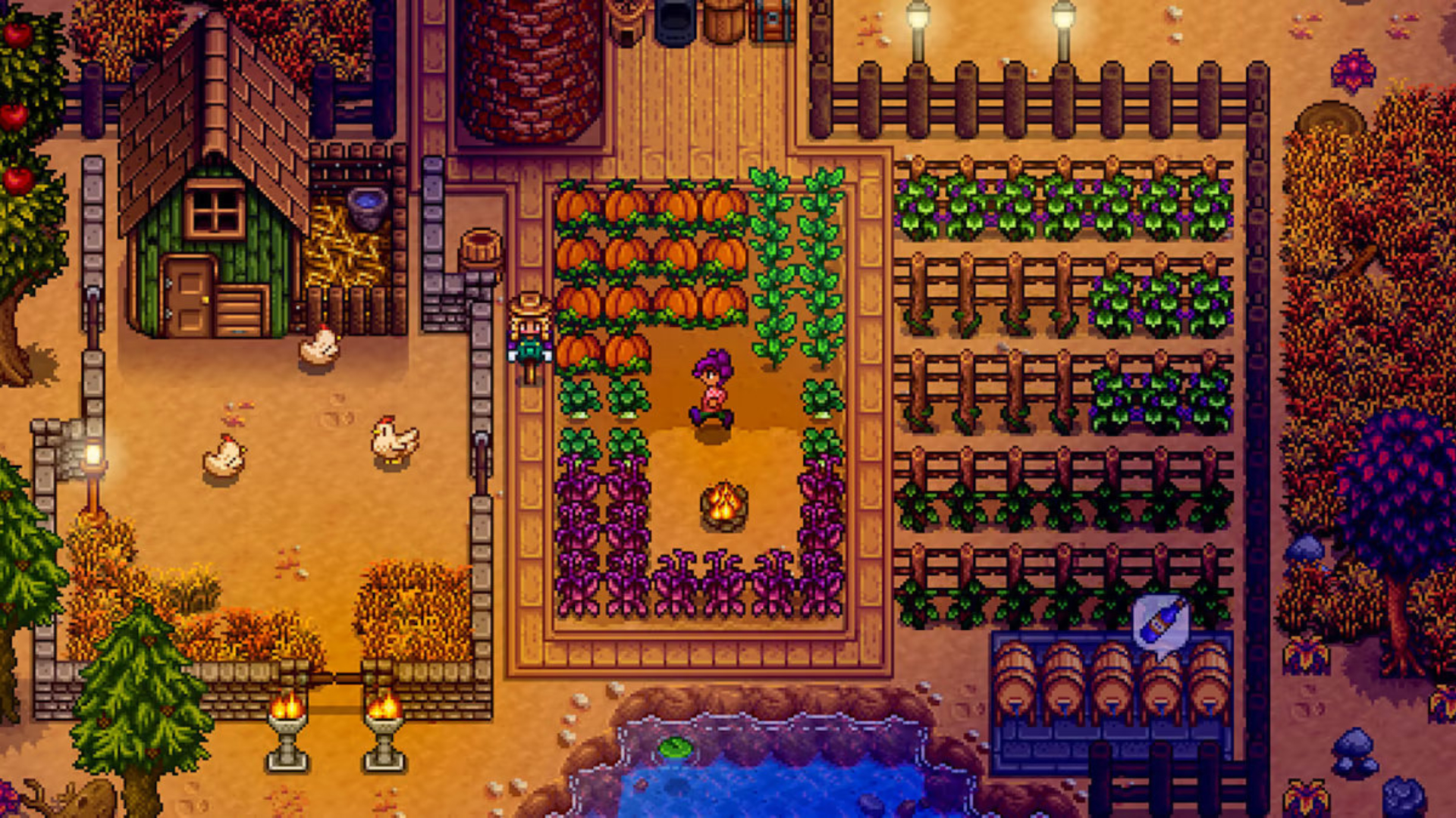 Life games: Stardew Valley. Image shows a character in a farm.