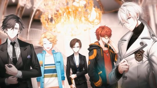 An illustration of the main characters from otome game Mystic Messenger