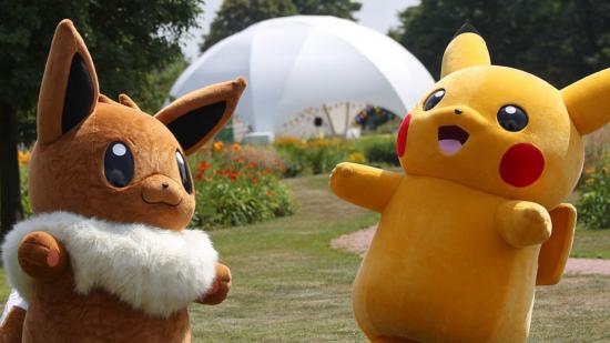 Eevee and Pikachu celebrating at Pokémon Go Fest Berlin