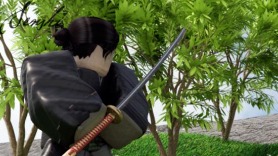 Zo codes - a samurai with a long sword stands in a forest