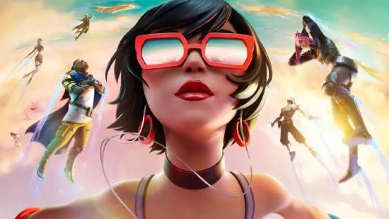 Fortnite challenges: key art shows a female character with sunglasses on, looking cool