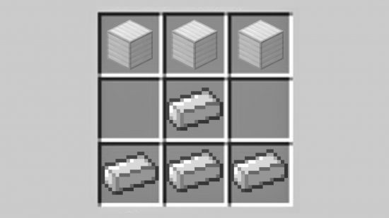 The Minecraft anvil recipe in a crafting table
