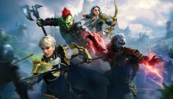 Best mobile RPGs: Raid: Shadow Legends. Image shows a group of powerful warriors.