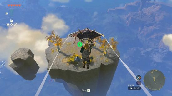 Best Switch adventure games: Link stands on a sky island high above the region of hyrule
