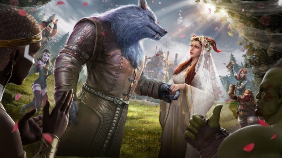 Header image of a marriage taking place in Bloodline Heroes of Lithas