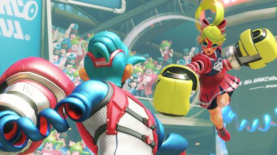 Screenshot of characters boxing in Arms for boxing games article