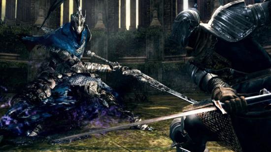 Dark Souls' Artorias fighting the chosen undead