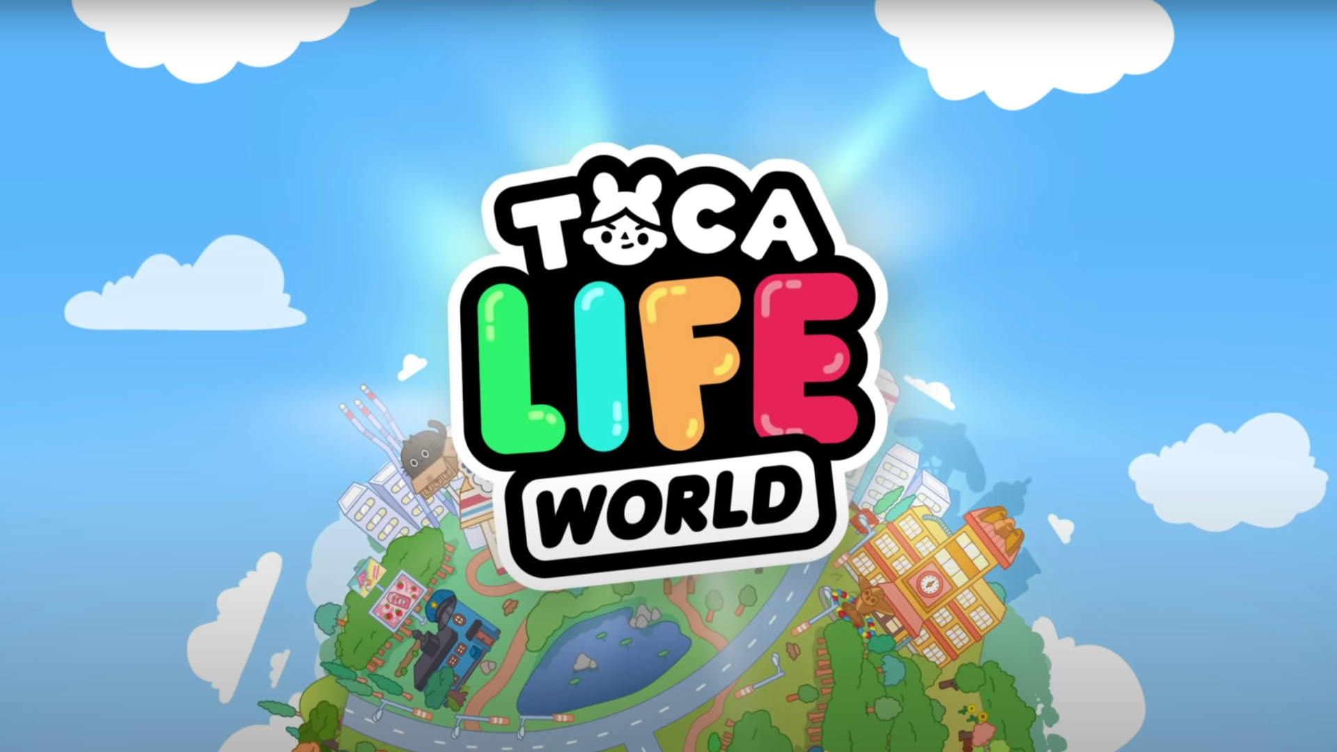 Educational games - The Toca Life World logo against a blue sky