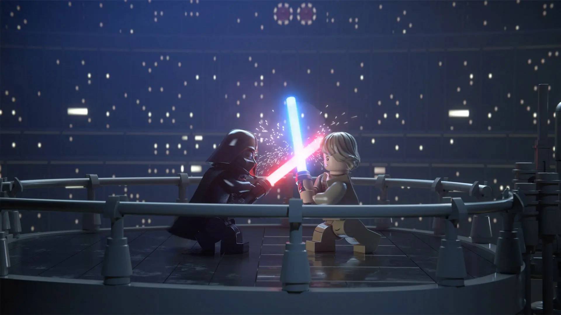 Funny games: a scene shows a Lego version of Luke and Darth Vader's liightsaber deul from The Empire Strikes Back