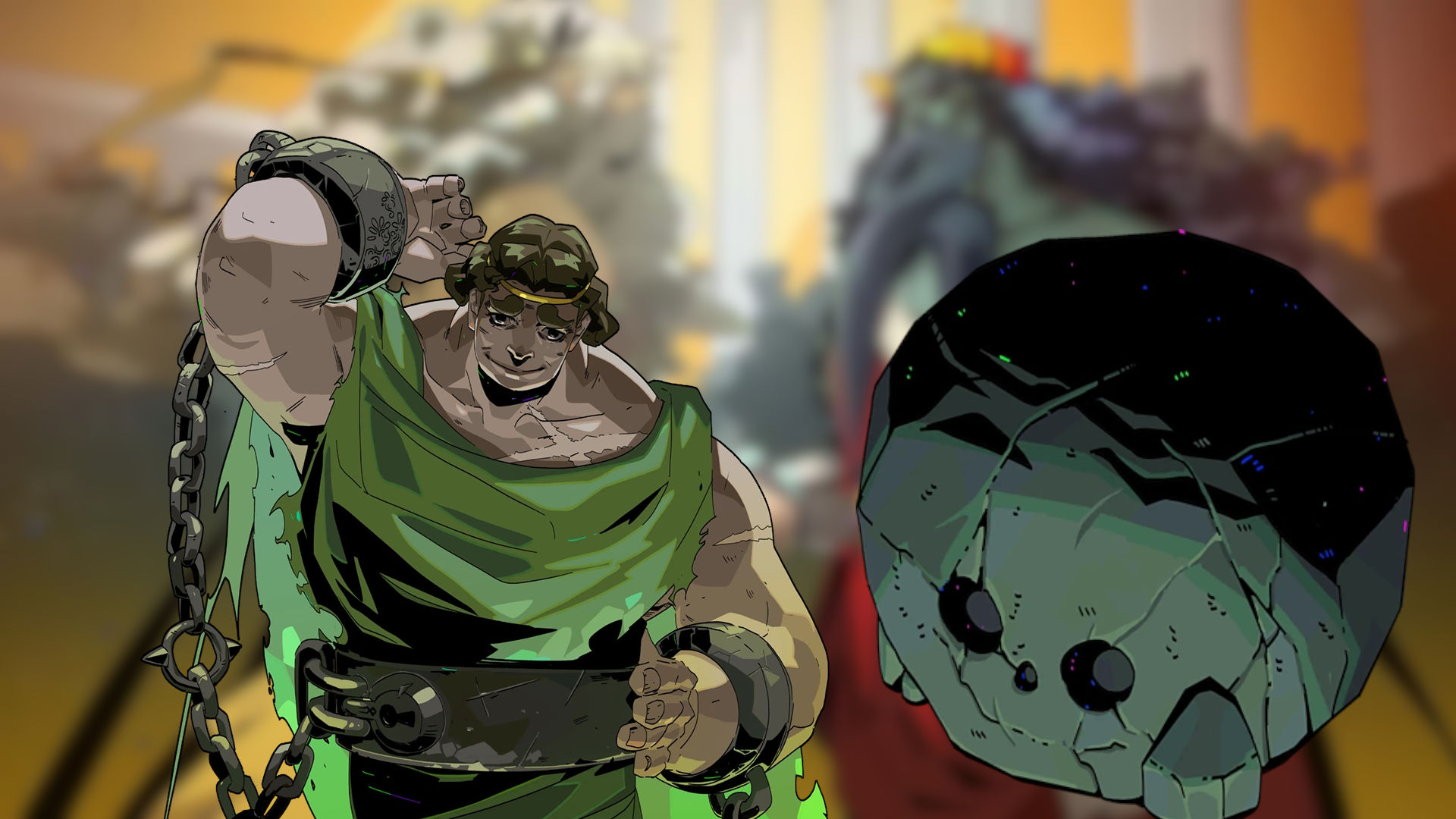 Game art for Sisyphus and Bouldy, two Hades characters that always come together