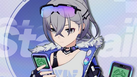 Honkai Star Rail Silver Wolf looking at her phone