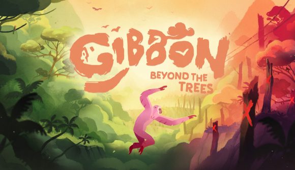 Art work for Gibbon Beyond the Trees with the gibbon bounding