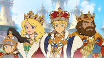 Ni No Kuni Cross Worlds update promo art with the main characters all in Royal garb and crowns