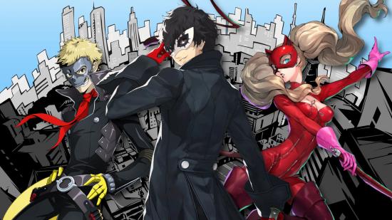 Persona 5 characters Ann, Ryuji, and the protagonist