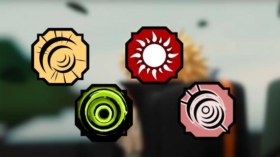 Custom image of bloodline tier list icons on a Shindo life background