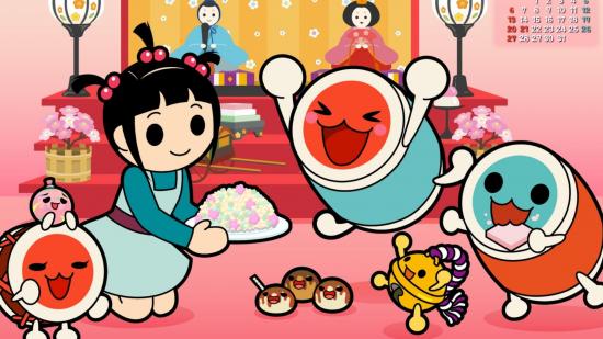 Game art of happy drums eating snacks for Taiko Pop Tap Beat Plastic Love news article