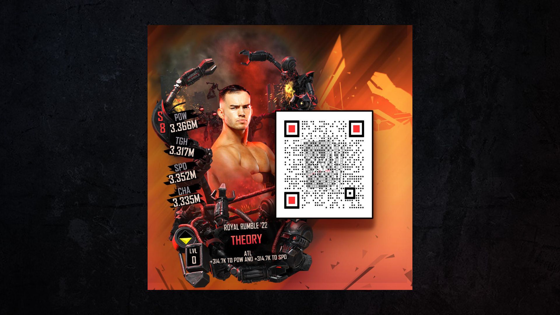 A WWE SuperCard QR code.
