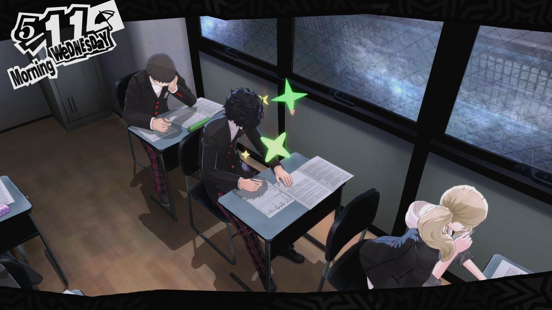 Persona 5 answers; protagonist studying