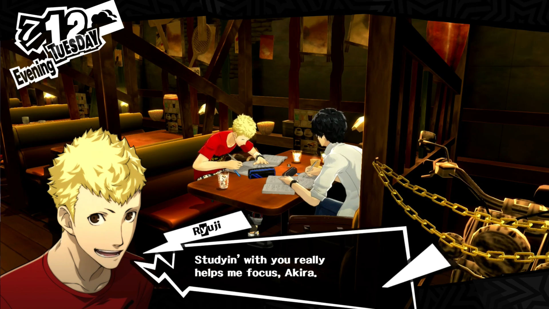 Persona 5 answers; Ryuji studying with the protagonist